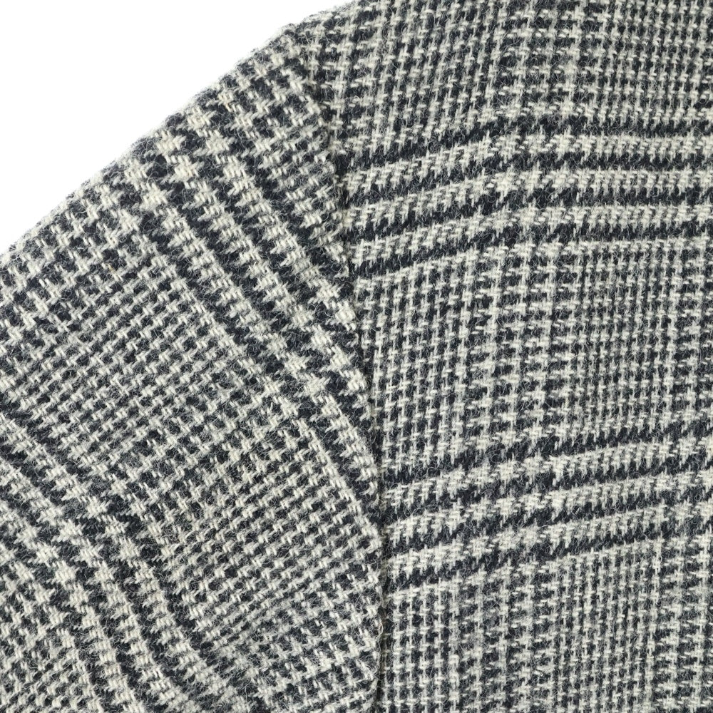 COMME des GARCONS HOMME(コムデギャルソンオム) 80s 田中オム Archive ウールナイロン 襟レザー切り替えコート ハーフコート ジャケット チェック