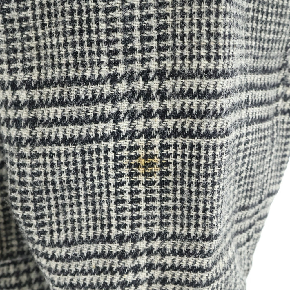 COMME des GARCONS HOMME(コムデギャルソンオム) 80s 田中オム Archive ウールナイロン 襟レザー切り替えコート ハーフコート ジャケット チェック