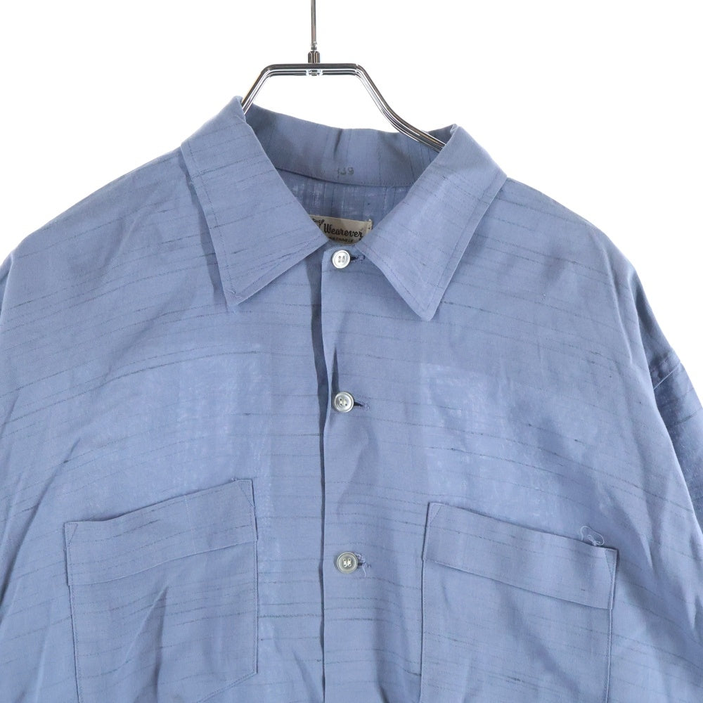 VINTAGE(ヴィンテージ) 60s WEARVER REGULAR COLLAR SHIRT ダブルポケット レーヨン レギュラーカラー カスリ 絣 長袖 シャツ ブルー