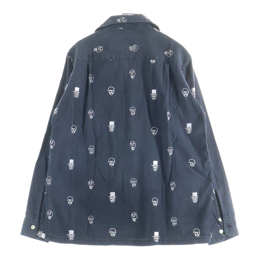 Needles(ニードルス) ×NUNMER (N)INE Archive Scull Embroidery L/S Shirt ナンバーナイン スカル刺繍 長袖シャツ 開襟シャツ 本人期 ブラック