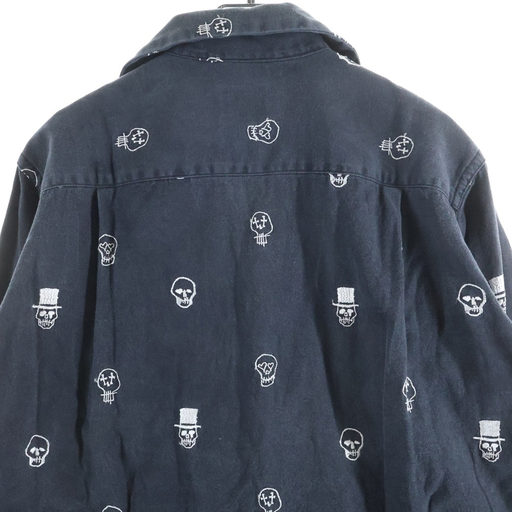 Needles(ニードルス) ×NUNMER (N)INE Archive Scull Embroidery L/S Shirt ナンバーナイン スカル刺繍 長袖シャツ 開襟シャツ 本人期 ブラック