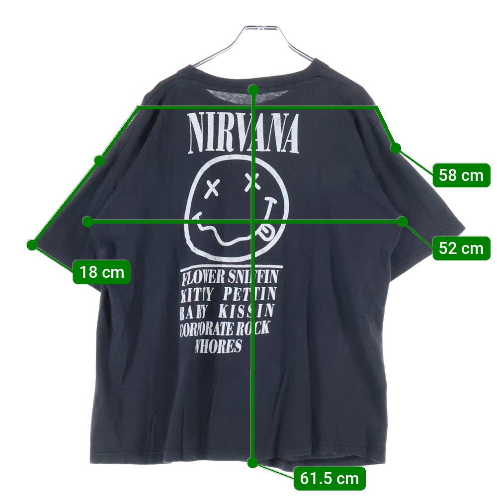 VINTAGE(ヴィンテージ) 90s NIRVANA KURT COBAIN Big Face Smile Tee Bootleg ニルヴァーナ カートコバーン スマイル ブートレグ 両面プリント 半袖Tシャツ カットソー ブラック