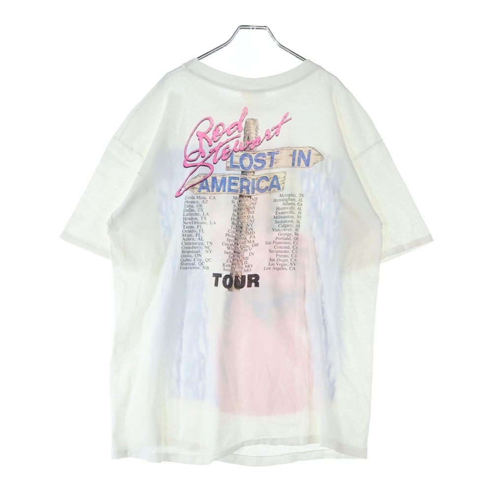 VINTAGE(ヴィンテージ) 80s ROD STEWART LOST IN AMERICA ロッド・スチュワート ロスト・イン・アメリカ ツアー Tシャツ 半袖カットソー ホワイト
