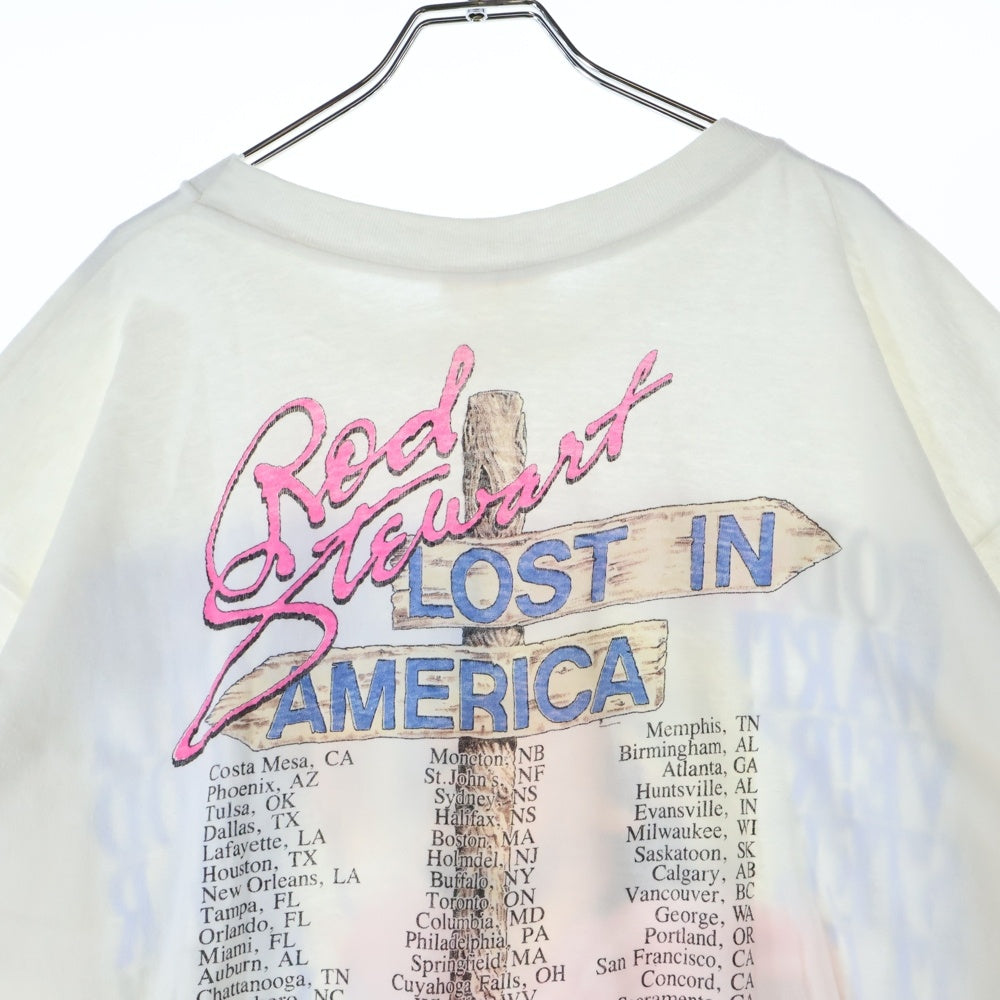 VINTAGE(ヴィンテージ) 80s ROD STEWART LOST IN AMERICA ロッド・スチュワート ロスト・イン・アメリカ ツアー Tシャツ 半袖カットソー ホワイト