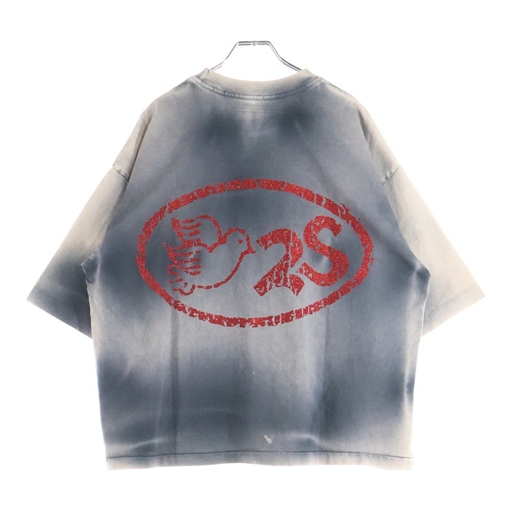 NO BRAND(ノーブランド) SeCND SLF ロゴ デザイン 半袖 Tシャツ グレー