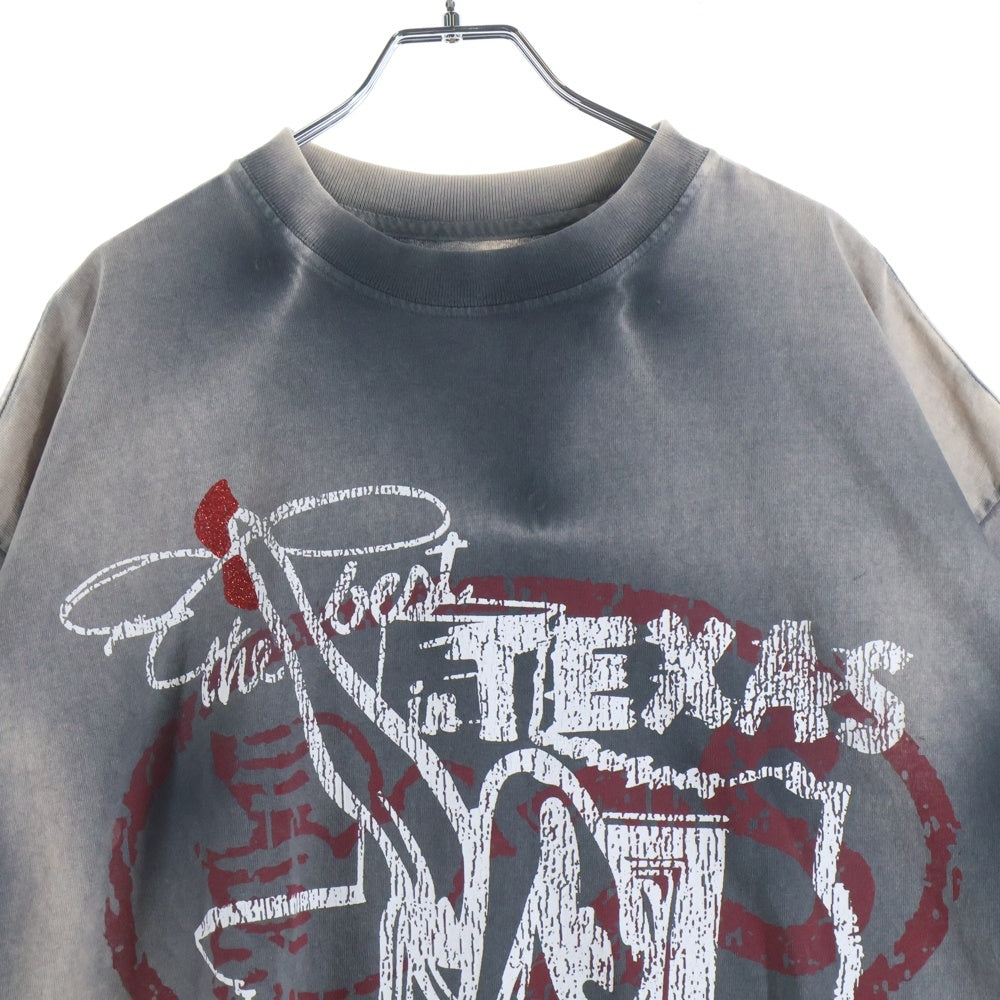 NO BRAND(ノーブランド) SeCND SLF ロゴ デザイン 半袖 Tシャツ グレー