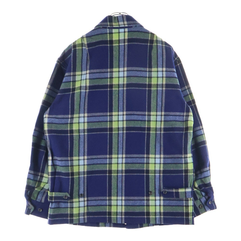 COMME des GARCONS HOMME PLUS(コムデギャルソンオムプリュス) 80s ウールフランネルブルゾン ジップアップジャケット グリーン×ネイビー