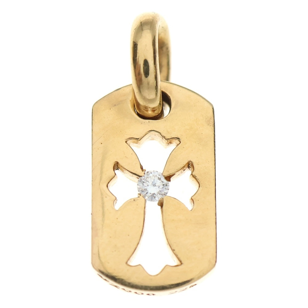 CHROME HEARTS(クロムハーツ) 22K DT TNY CO CRS 1DIA タイニーカットアウトクロス ドッグタグ 1ダイヤ ペンダントトップ ゴールド