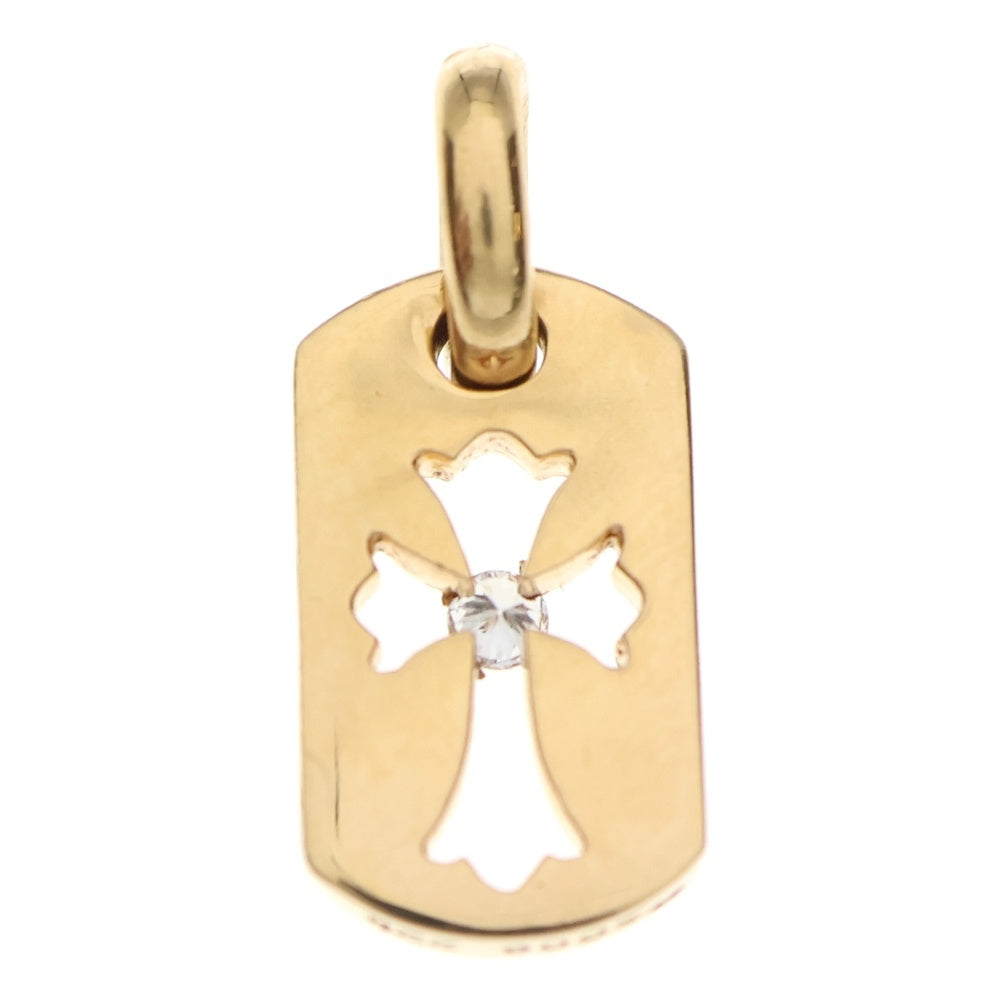 CHROME HEARTS(クロムハーツ) 22K DT TNY CO CRS 1DIA タイニーカットアウトクロス ドッグタグ 1ダイヤ ペンダントトップ ゴールド
