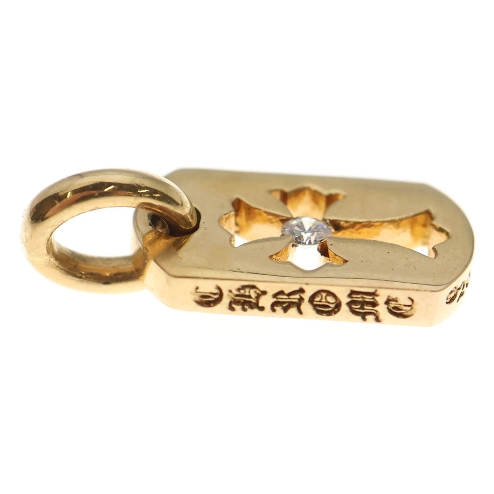CHROME HEARTS(クロムハーツ) 22K DT TNY CO CRS 1DIA タイニーカットアウトクロス ドッグタグ 1ダイヤ ペンダントトップ ゴールド