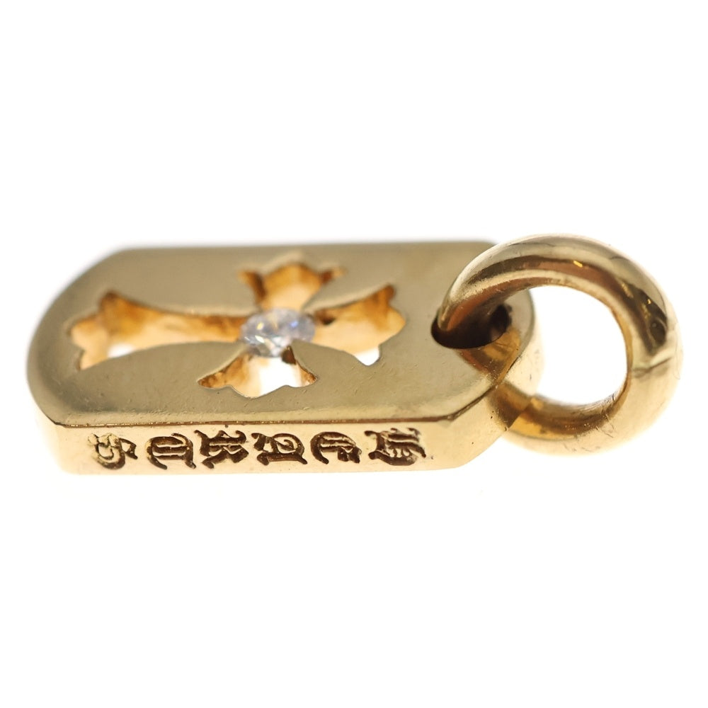 CHROME HEARTS(クロムハーツ) 22K DT TNY CO CRS 1DIA タイニーカットアウトクロス ドッグタグ 1ダイヤ ペンダントトップ ゴールド