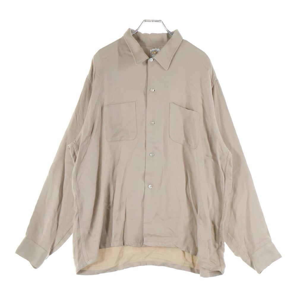 VINTAGE(ヴィンテージ) 60-70s RAYON OPEN COLLAR SHIRT レーヨン オープンカラー 長袖 シャツ ベージュ