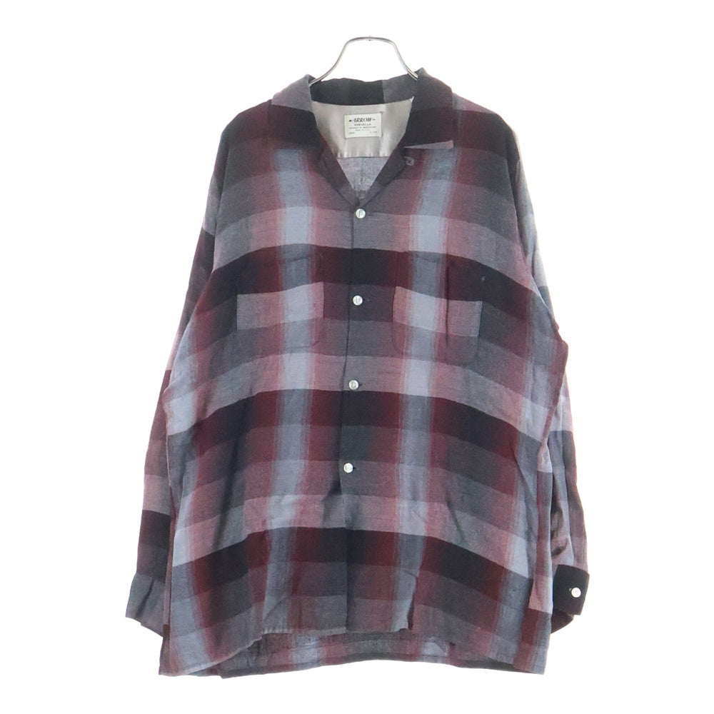VINTAGE(ヴィンテージ) 60s ARROW CHEVELLA RAYON OPEN COLLAR OMBRE SHIRT アロー レーヨン オンブレ オープンカラー 開襟 長袖 シャツ レッド/ブラック/グレー