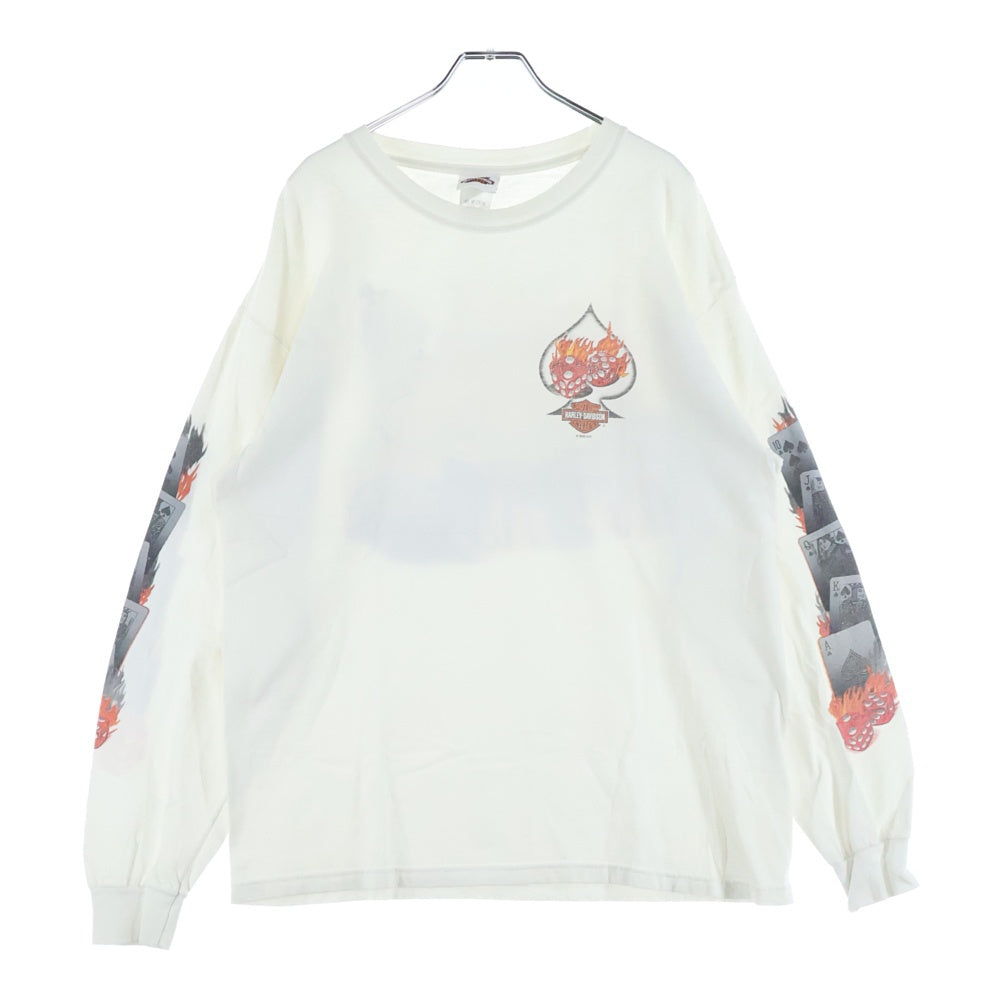HARLEY DAVIDSON(ハーレーダビッドソン) 00s VINTAGE LAS VEGAS DICE ARM PRINT L/S ラスベガス アーム プリント Tシャツ 長袖カットソー ホワイト