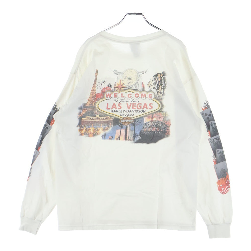HARLEY DAVIDSON(ハーレーダビッドソン) 00s VINTAGE LAS VEGAS DICE ARM PRINT L/S ラスベガス アーム プリント Tシャツ 長袖カットソー ホワイト