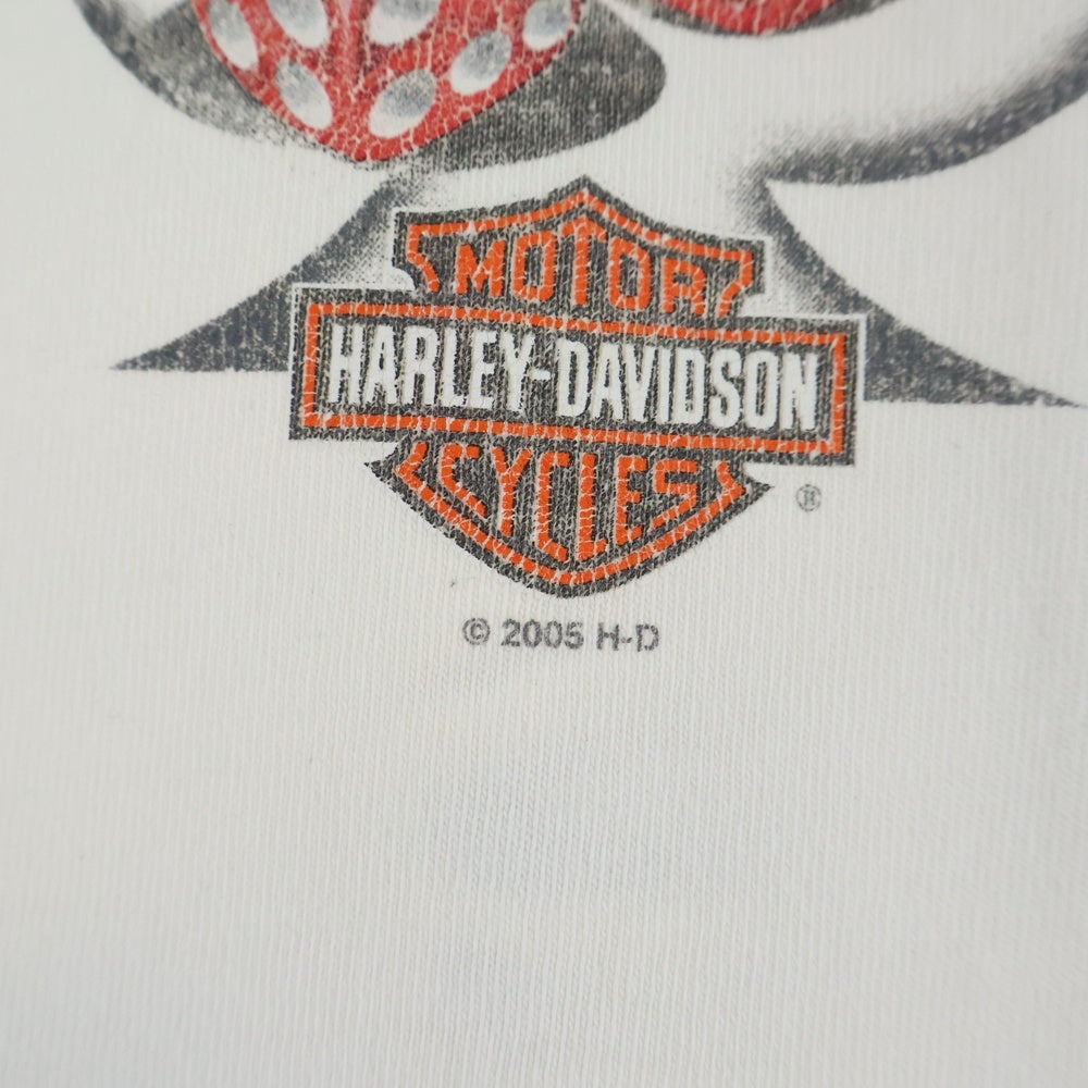 HARLEY DAVIDSON(ハーレーダビッドソン) 00s VINTAGE LAS VEGAS DICE ARM PRINT L/S ラスベガス アーム プリント Tシャツ 長袖カットソー ホワイト
