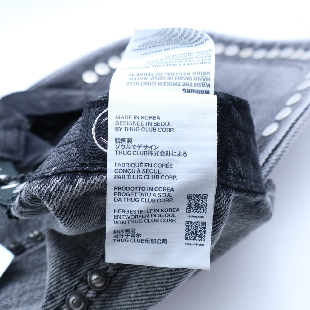 THUG CLUB(サグクラブ) 25AW STUDDED DENIM CAP TC25AC2104 スタッズ デニム ベースボール キャップ グレー