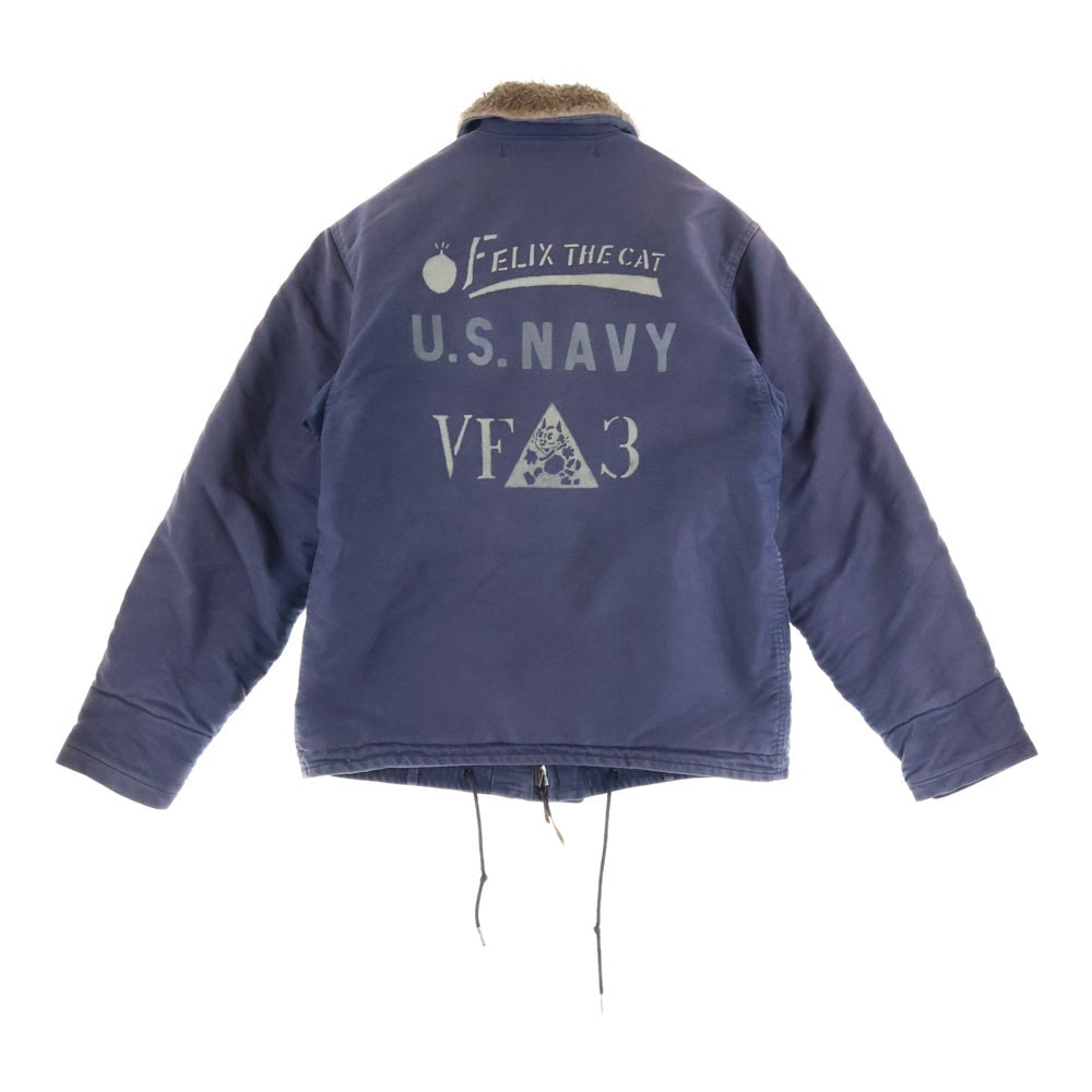 TOYS McCOY(トイズマッコイ) N-1 DECK JACKET FELIX デッキジャケット フロント刺繍 レザーパッチ フィリックス ネイビー