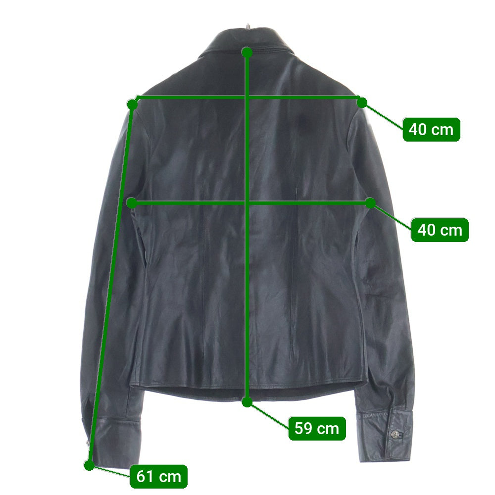 CHROME HEARTS(クロムハーツ) CROSS BALL クロスボールボタン レザーシャツ ジャケット ブラック/シルバー