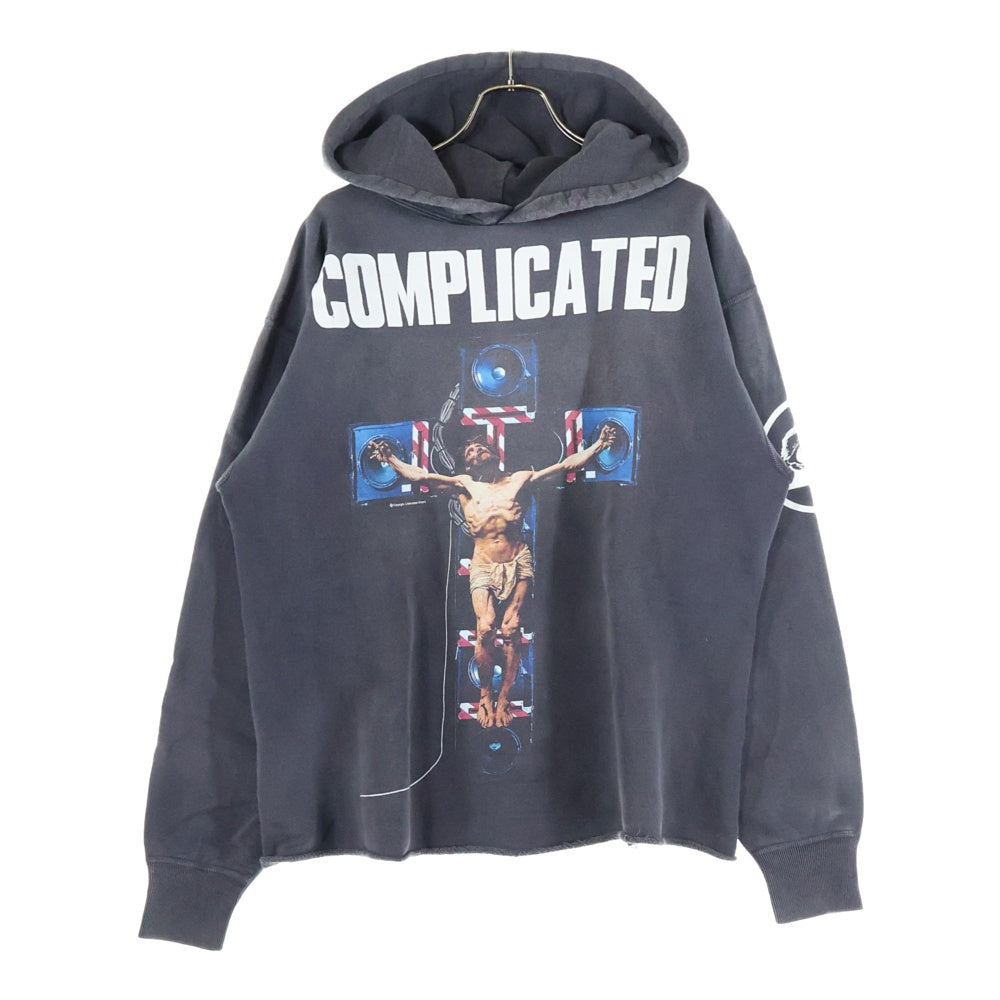 SAINT MICHAEL(セントマイケル) 23AW COMPLICATED KK_HOODIE ヴィンテージ加工プルオーバーパーカー SM-A23-0000-C20 グレー