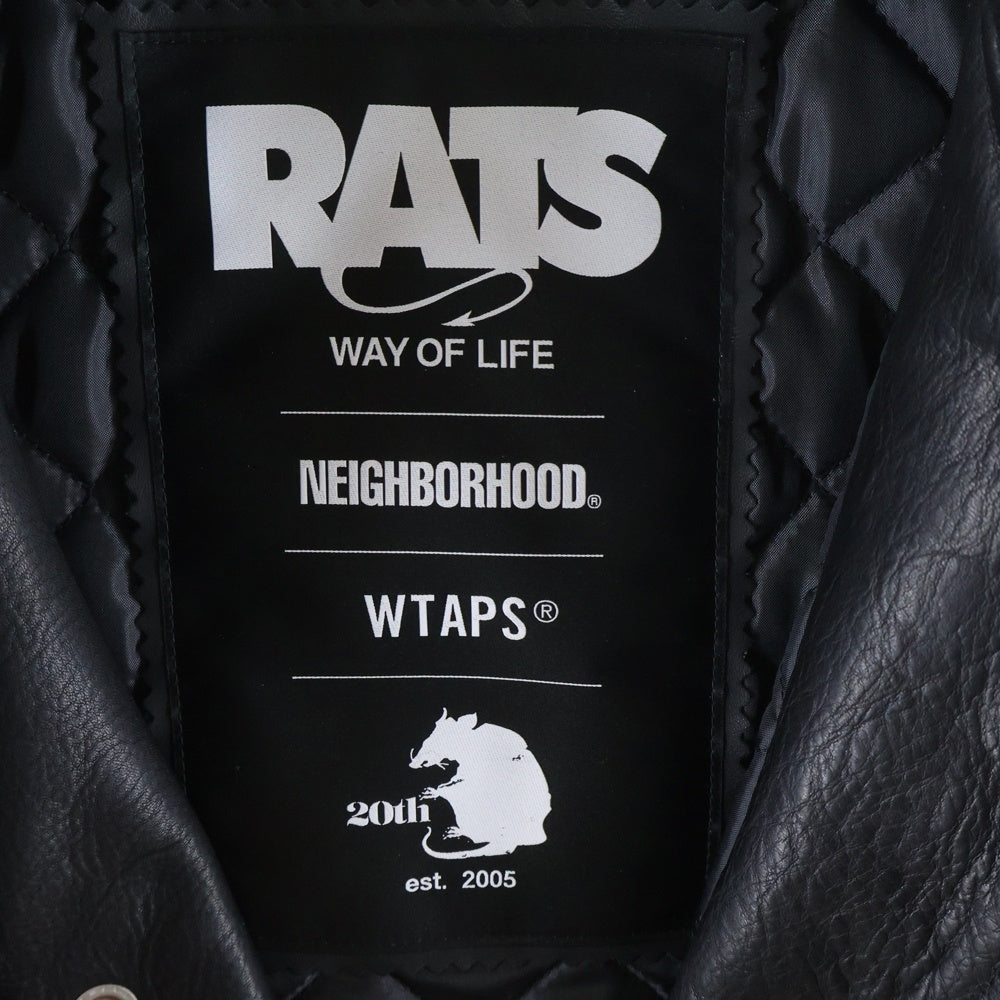 RATS(ラッツ) 25AW ×WTAPS ×NEIGHBORHOOD 20th ALL LEATHER JACKET SPJ-0101 オールレザー スタジアム ジャケット ブラック