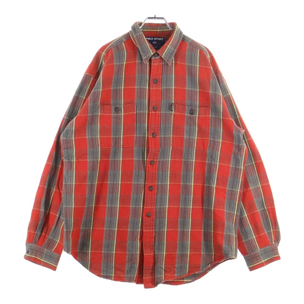 POLO SPORT RALPH LAUREN(ポロスポーツラルフローレン) 90s FLANNEL CHECK SHIRT フランネル チェック シャツ レッド