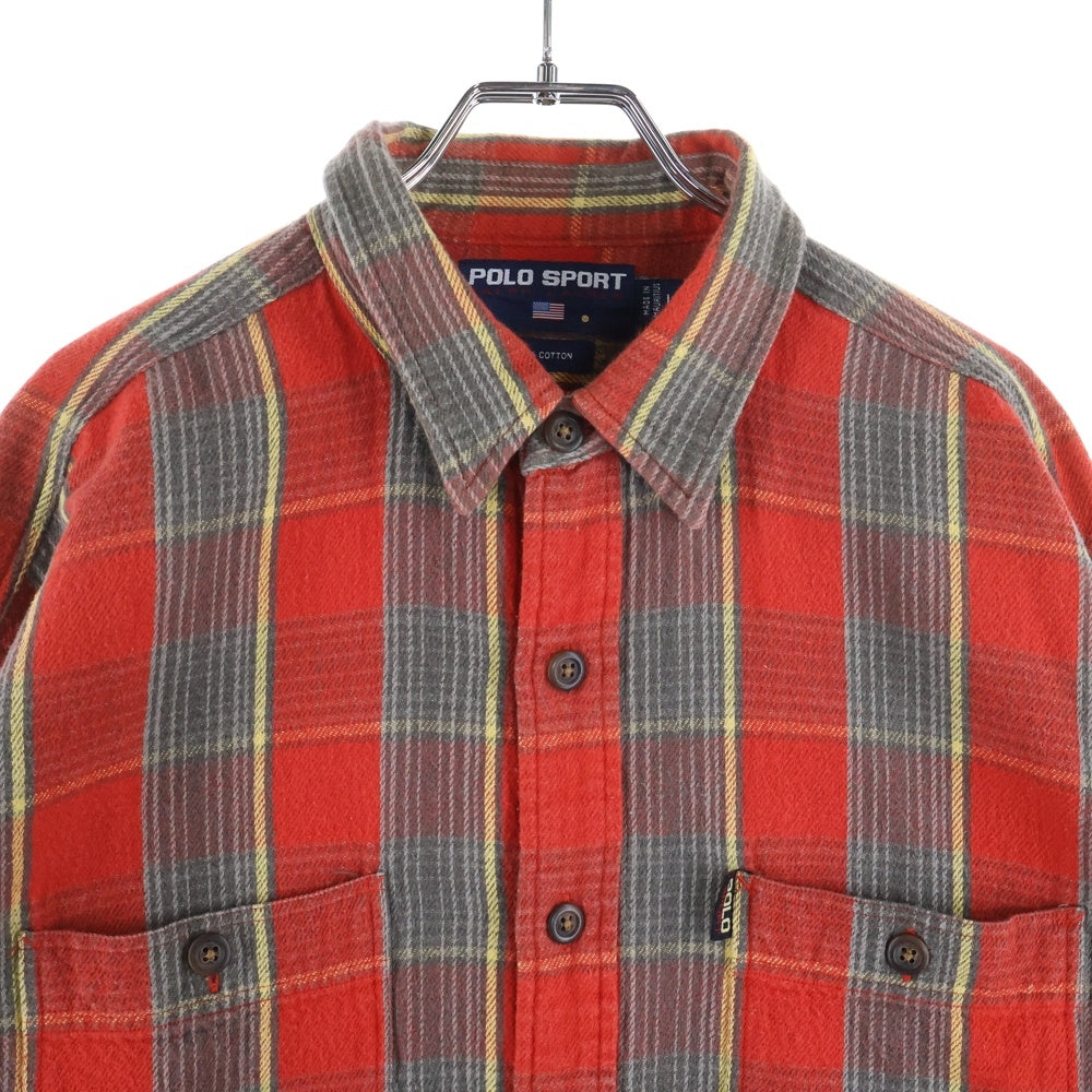 POLO SPORT RALPH LAUREN(ポロスポーツラルフローレン) 90s FLANNEL CHECK SHIRT フランネル チェック シャツ レッド
