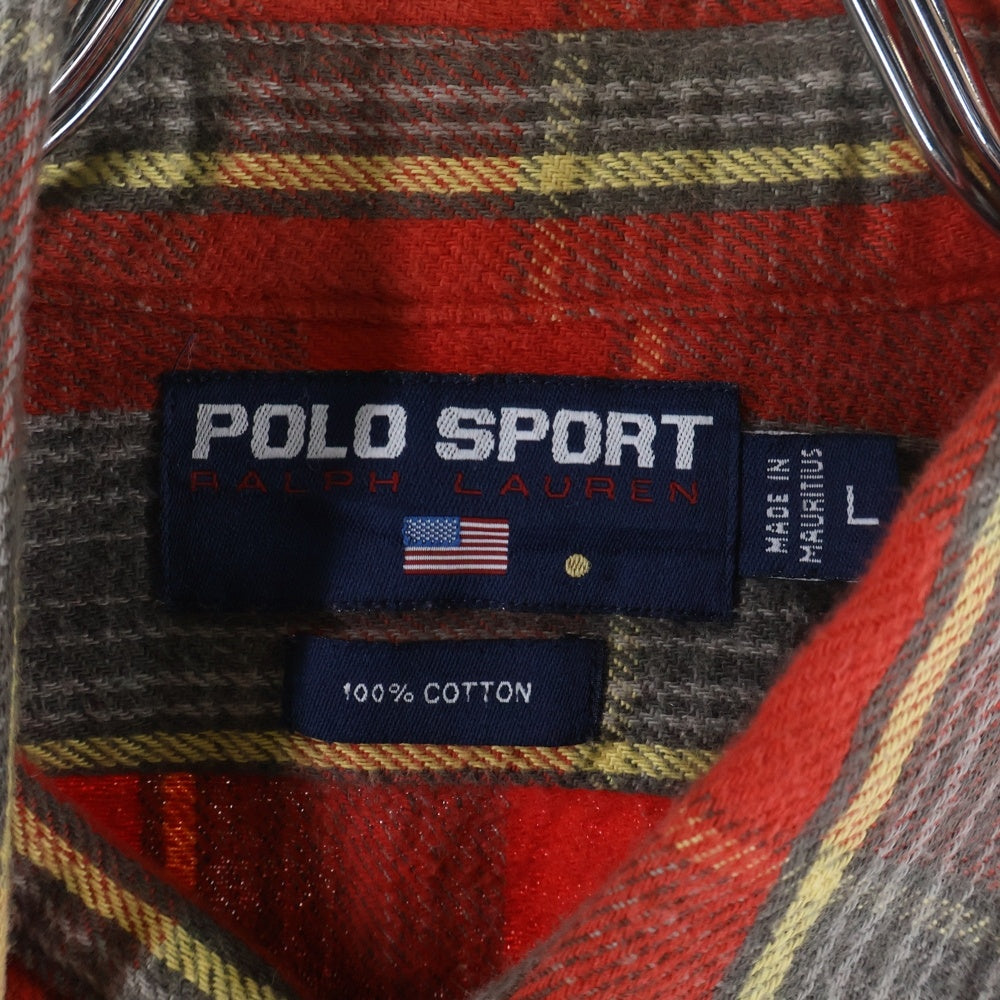 POLO SPORT RALPH LAUREN(ポロスポーツラルフローレン) 90s FLANNEL CHECK SHIRT フランネル チェック シャツ レッド