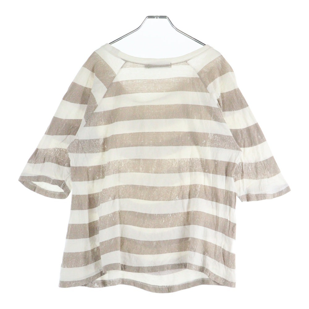 UNDERCOVER(アンダーカバー) 04SS languid期 歪み期 歪みボーダーTシャツ カットソー ホワイト×ベージュ