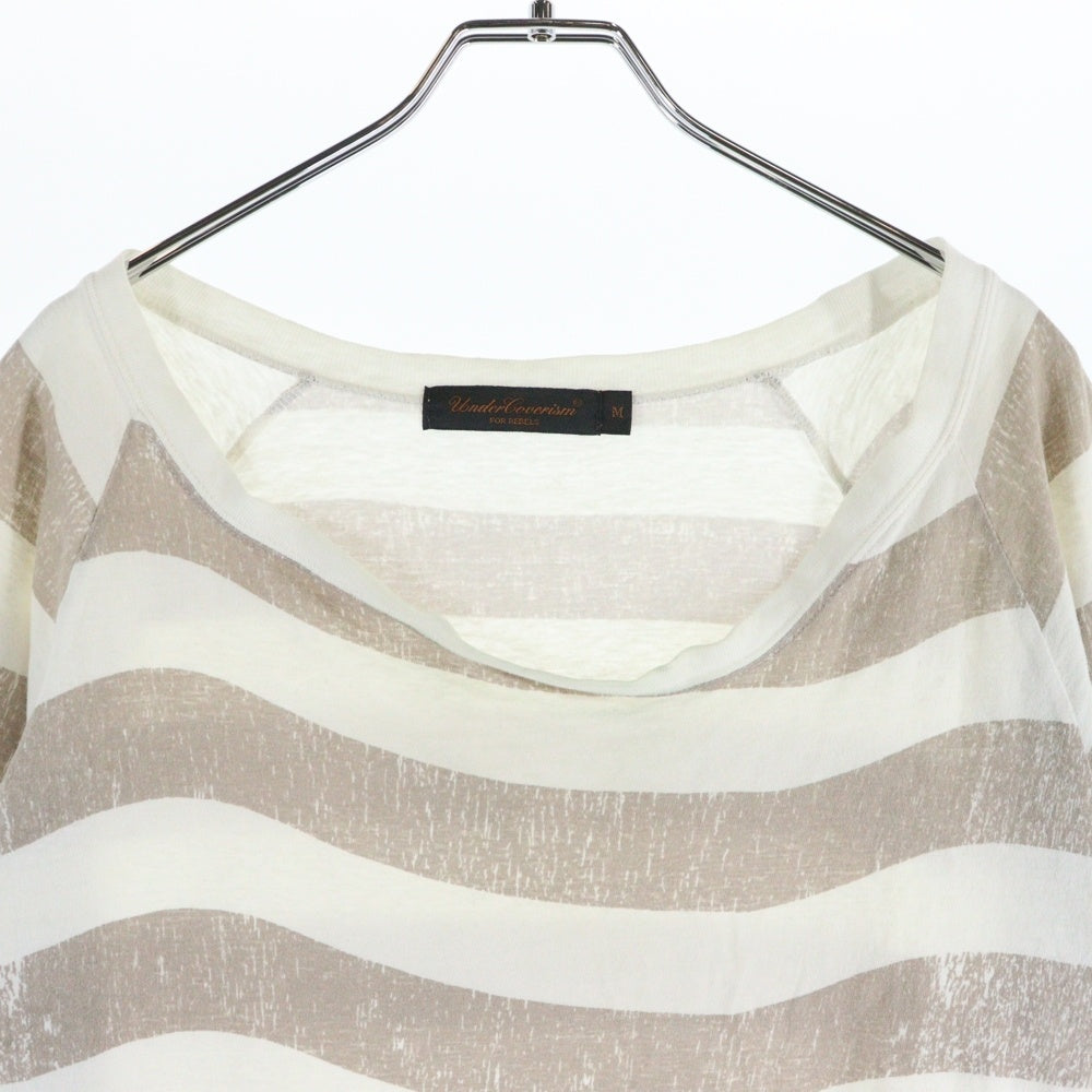 UNDERCOVER(アンダーカバー) 04SS languid期 歪み期 歪みボーダーTシャツ カットソー ホワイト×ベージュ