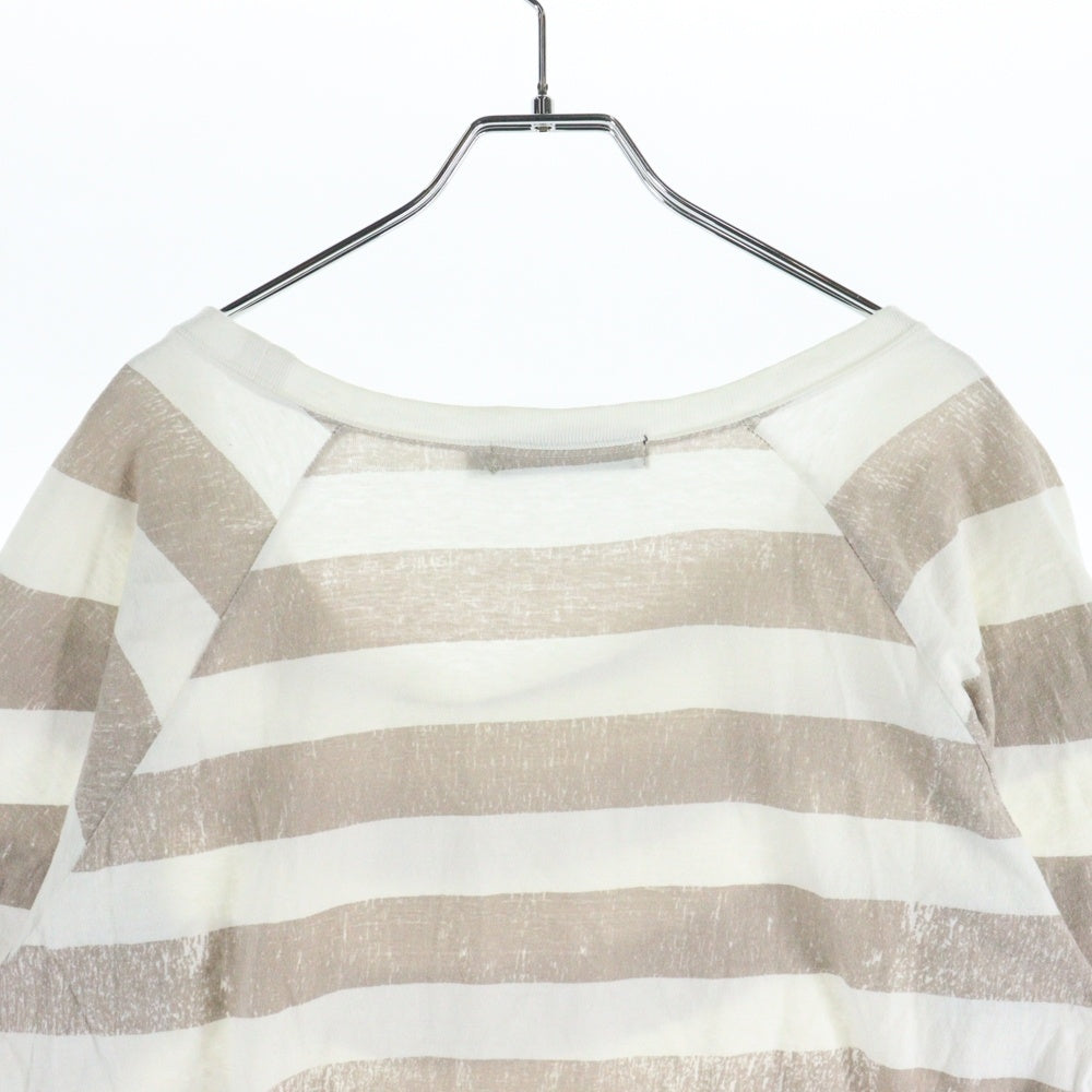 UNDERCOVER(アンダーカバー) 04SS languid期 歪み期 歪みボーダーTシャツ カットソー ホワイト×ベージュ