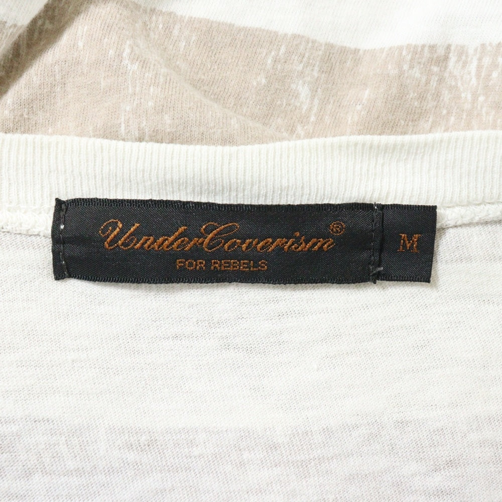 UNDERCOVER(アンダーカバー) 04SS languid期 歪み期 歪みボーダーTシャツ カットソー ホワイト×ベージュ