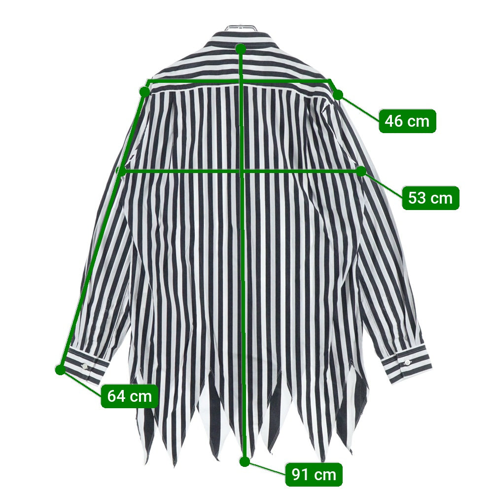 COMME des GARCONS HOMME PLUS(コムデギャルソンオムプリュス) 23SS CRAZY STRIPE DESIGN SHIRT PK-B011 クレイジー ストライプ 長袖シャツ ホワイト/ブラック