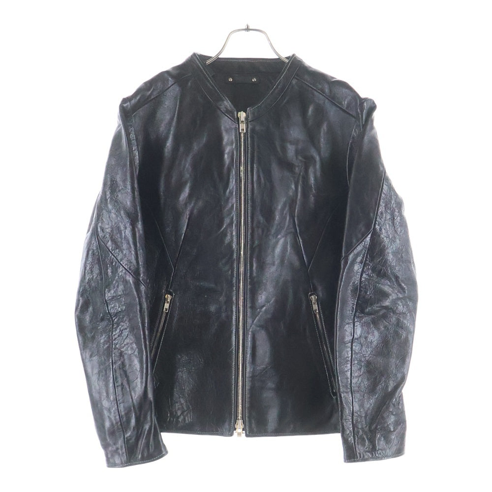 MINEDENIM(マインデニム) Washed Horse Leather Single zip JKT YT-MNDー01-99-022 ウォッシュド ホース レザー シングル ライダース ジャケット ブラック