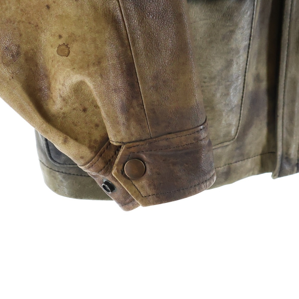 COMME des GARCONS HOMME(コムデギャルソンオム) 80s デカオム 最初期 レイヤードデザイン レザージャケット ブラウン