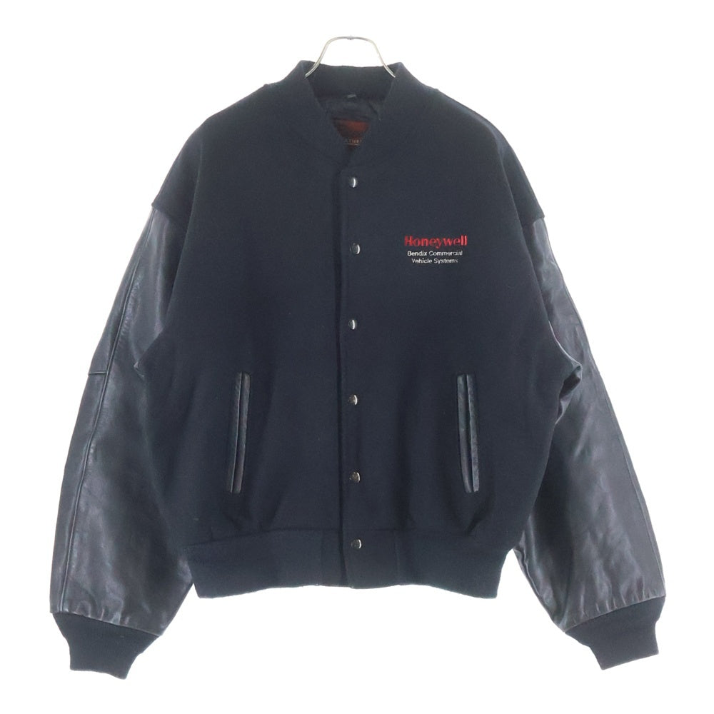 VINTAGE(ヴィンテージ) 90‐00s WOOL LEATHER COMBINATION STADIUM JACKET Bendix Honeywell 企業 スタジャン ブラック