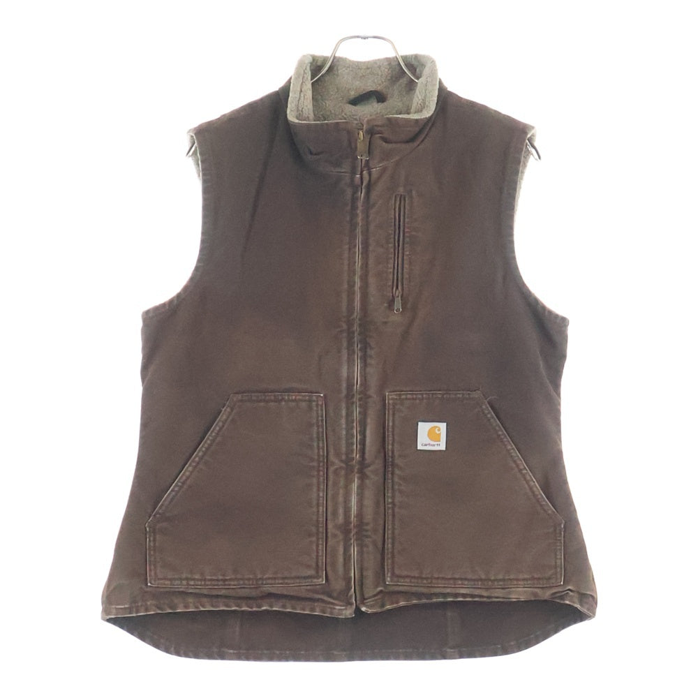 CARHARTT(カーハート) 00s COTTON DUCK ZIP BOA STAND COLLAR VEST WOMEN コットンダック ボア ジップ ベスト ブラウン レディース