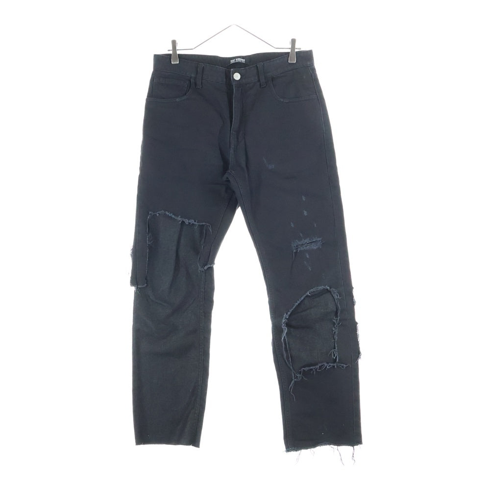 RAF SIMONS(ラフシモンズ) 23SS デストロイド ダブル デニム ジーンズ レイヤード ブラック