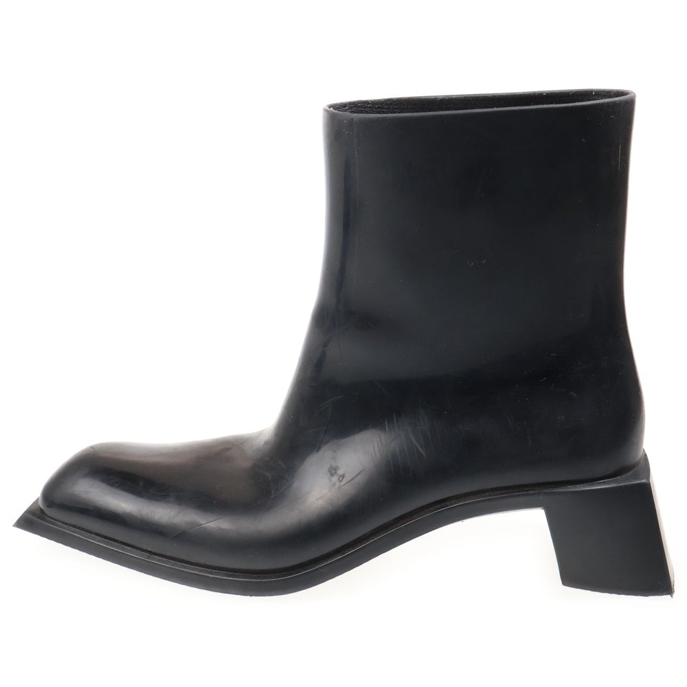 Acne Studios(アクネ ストゥディオズ) サイドロゴ ラバー アンクルブーツ ヒール ロングブーツ スクエアトゥ ブラック