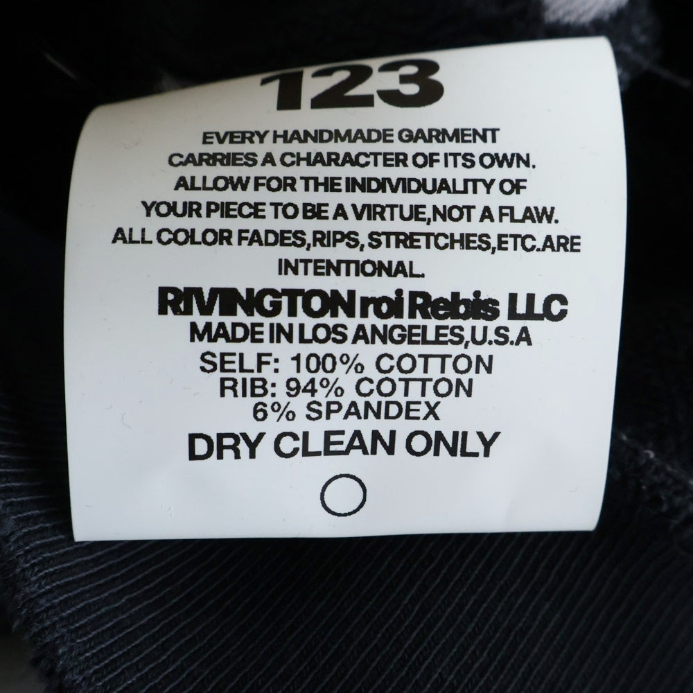 RRR123 RIVINGTON roi Rebis(リヴィントンロイレビス) オリジンズ クルーネック メカニック スウェット トレーナー ブラック