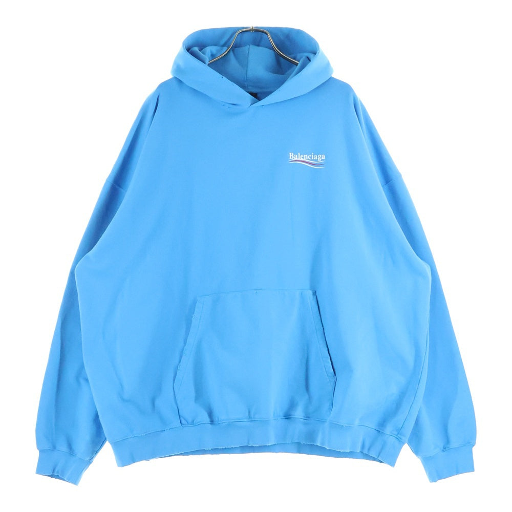 BALENCIAGA(バレンシアガ) 23SS キャンペーン ロゴ プリント プルオーバー スウェット フーディ パーカー ブルー 620973 TNVG6