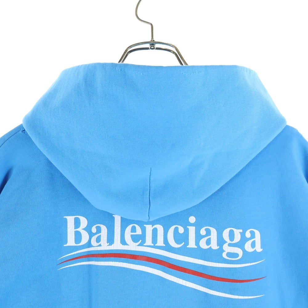 BALENCIAGA(バレンシアガ) 23SS キャンペーン ロゴ プリント プルオーバー スウェット フーディ パーカー ブルー 620973 TNVG6