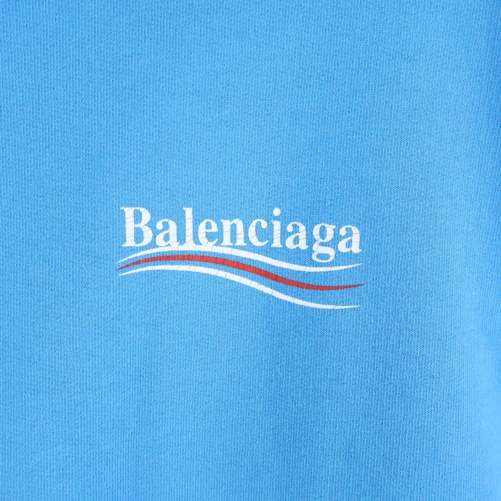 BALENCIAGA(バレンシアガ) 23SS キャンペーン ロゴ プリント プルオーバー スウェット フーディ パーカー ブルー 620973 TNVG6