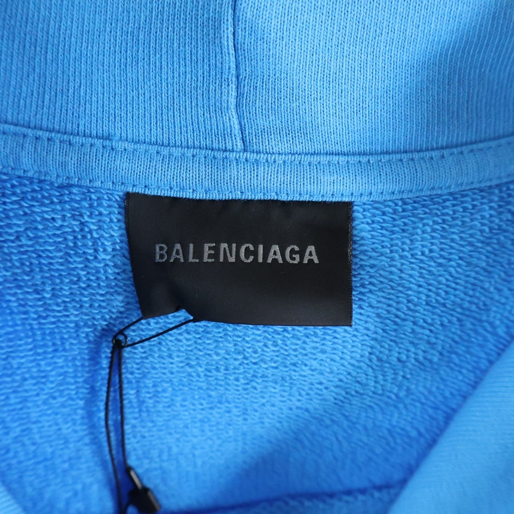 BALENCIAGA(バレンシアガ) 23SS キャンペーン ロゴ プリント プルオーバー スウェット フーディ パーカー ブルー 620973 TNVG6
