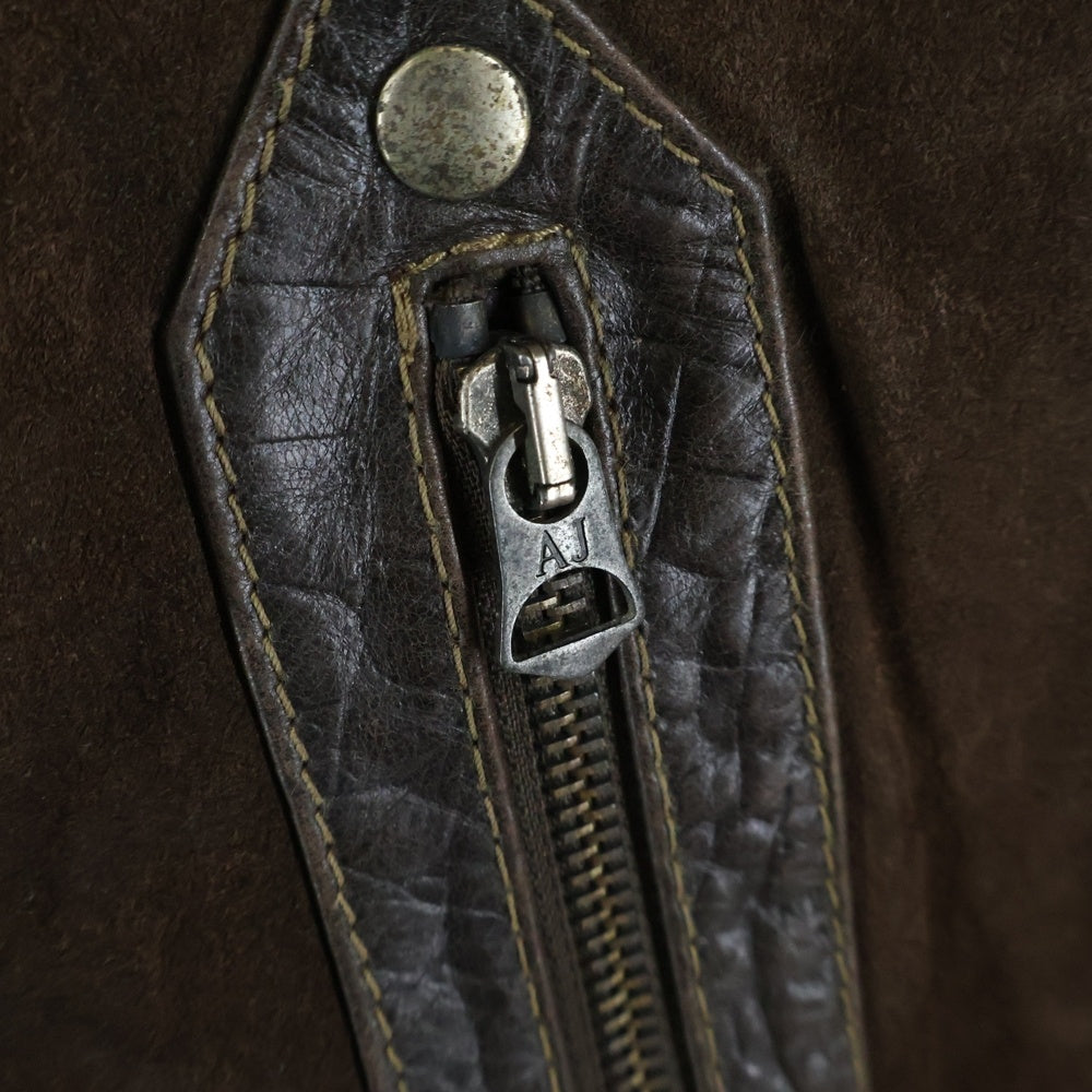 ARMANI JEANS(アルマーニ ジーンズ) 00s MADE IN ITALY DRAGON leather blouson イタリア製 ドラゴン レザー ブルゾン アウター ブラウン