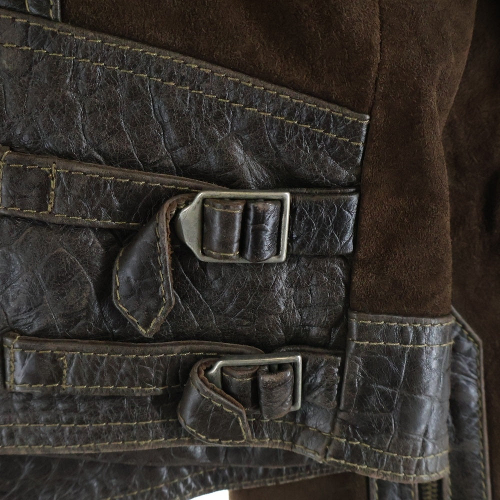 ARMANI JEANS(アルマーニ ジーンズ) 00s MADE IN ITALY DRAGON leather blouson イタリア製 ドラゴン レザー ブルゾン アウター ブラウン