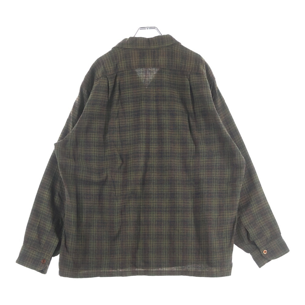 PENDLETON(ペンドルトン) 60s VINTAGE ヴィンテージ チェック ウール オープンカラー長袖ボードシャツ グリーン/ブラウン