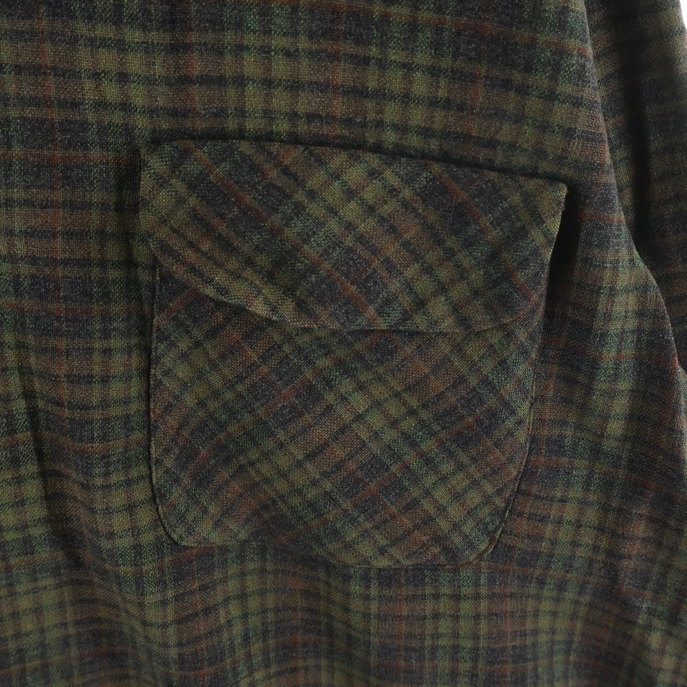 PENDLETON(ペンドルトン) 60s VINTAGE ヴィンテージ チェック ウール オープンカラー長袖ボードシャツ グリーン/ブラウン