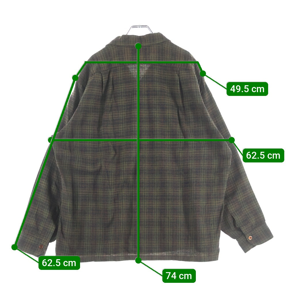 PENDLETON(ペンドルトン) 60s VINTAGE ヴィンテージ チェック ウール オープンカラー長袖ボードシャツ グリーン/ブラウン