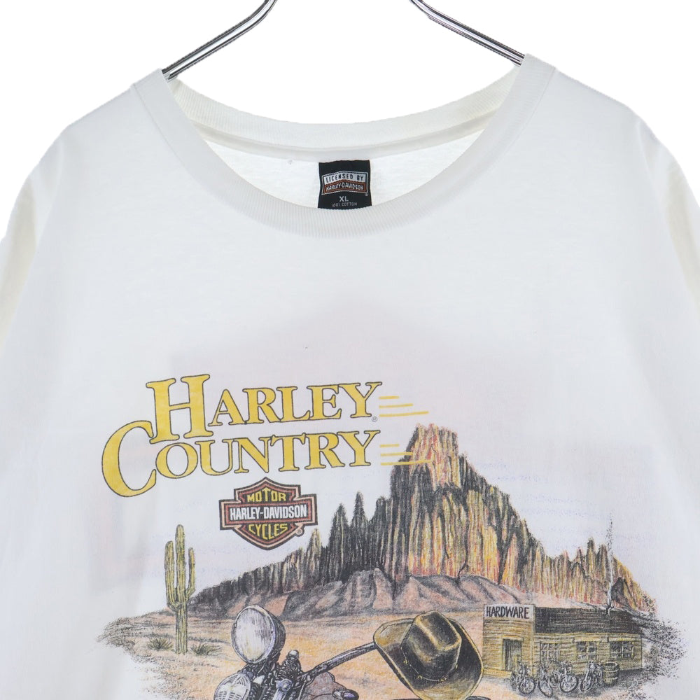 VINTAGE(ヴィンテージ) 90s HARLEY DAVIDSON ハーレーダビッドソン バイカー 両面プリント 半袖Tシャツ カットソー ホワイト